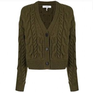 FRAME DENIM Cozy Moss Cable Knit Crop Sweater Sz M NWT $495!!